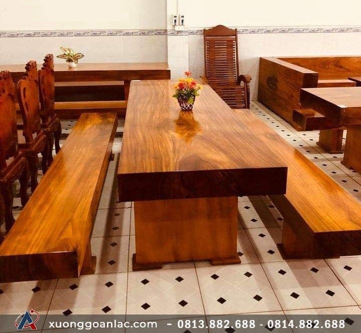 Bộ bàn ghế nguyên khối 3 tấm dài 2m4 gỗ hương Nam Phi (Anh Tòng, Lạng Sơn) 3 Bộ bàn ghế nguyên khối 3 tấm dài 2m4 gỗ hương Nam Phi (Anh Tòng, Lạng Sơn)