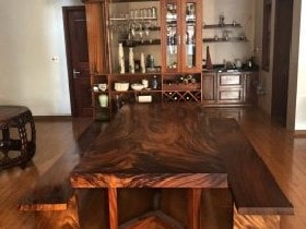 Bộ bàn ăn gỗ me tây 3 tấm liền khối hàng siêu vân (Anh Thiệp, Hải Dương) 9 Bộ bàn ăn gỗ me tây 3 tấm liền khối hàng siêu vân (Anh Thiệp, Hải Dương)