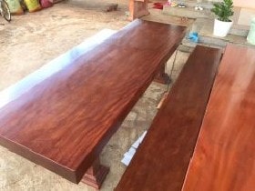 Bộ bàn ghế K3 gỗ Cẩm Hồng 220x110x12cm (Bác Trường, Hải Dương)