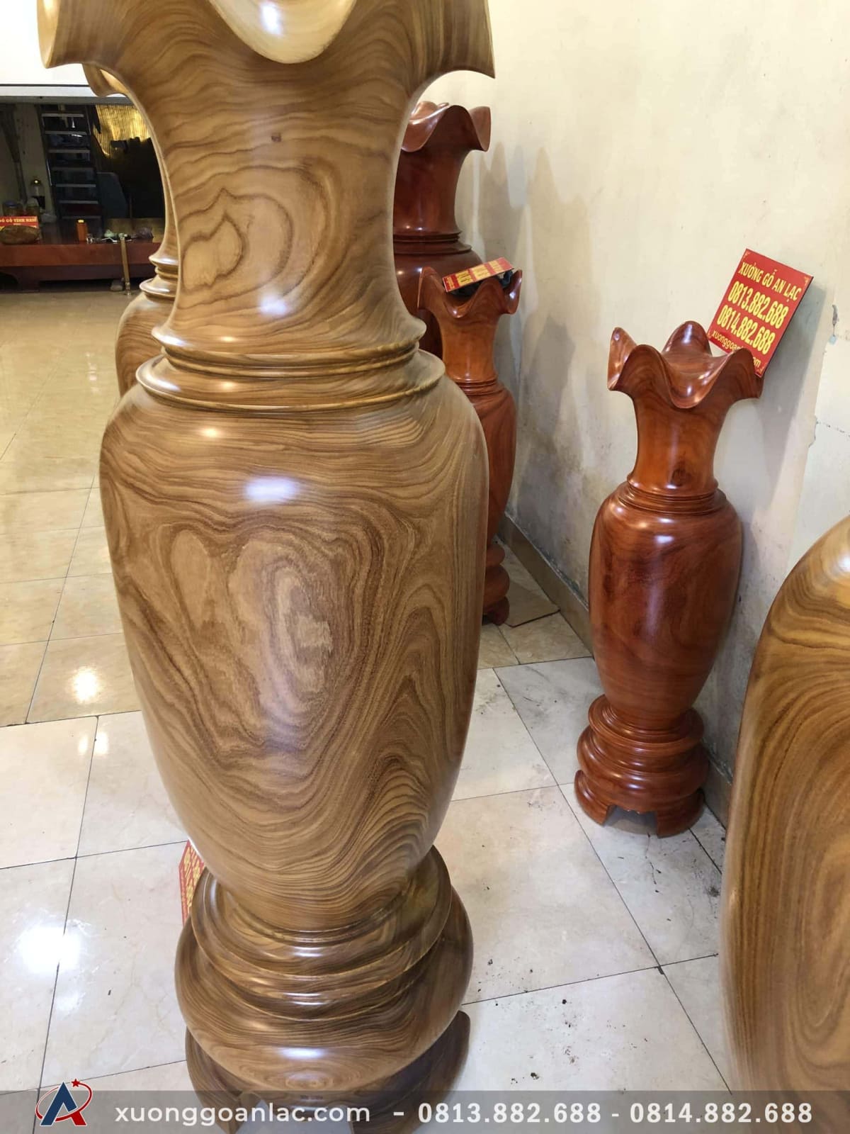 Lục bình gỗ Cẩm Vàng 1m8 đường kính 55cm 4 Lục bình gỗ Cẩm Vàng 1m8 đường kính 55cm - Ảnh 4