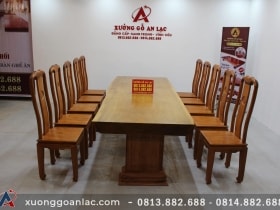 bộ bàn ăn nguyên khối gỗ gõ đỏ