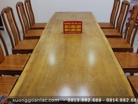 Bộ bàn ăn nguyên khối dài 3m03 với 10 ghế thọ gõ gõ đỏ cao cấp 14 bàn ăn nguyên khối gỗ gõ đỏ hàng đặt