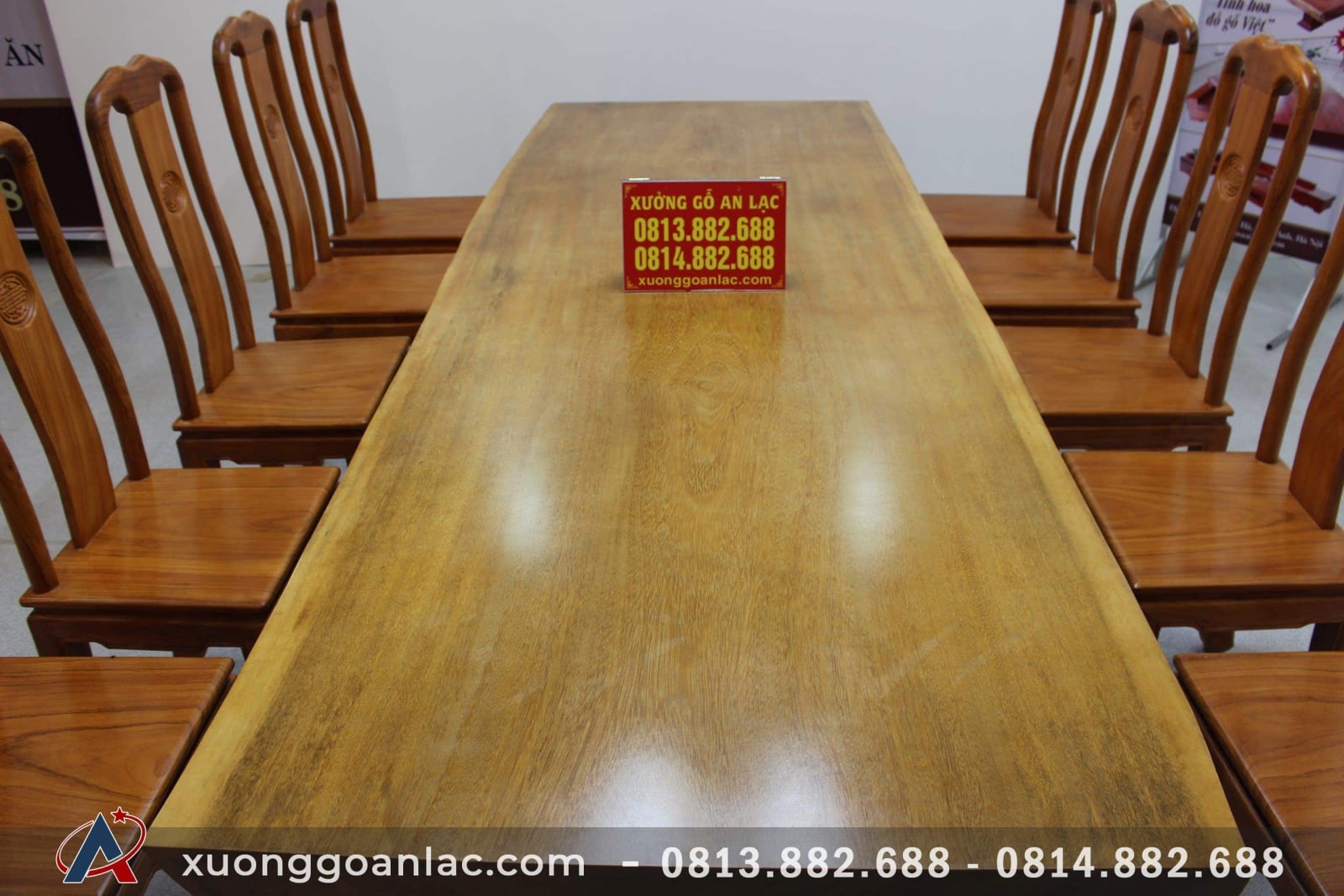 Bộ bàn ăn nguyên khối dài 3m03 với 10 ghế thọ gõ gõ đỏ cao cấp 5 bàn ăn nguyên khối gỗ gõ đỏ hàng đặt
