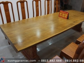 Bộ bàn ăn nguyên khối dài 3m03 với 10 ghế thọ gõ gõ đỏ cao cấp 15 bàn ăn nguyên khối gỗ gõ đỏ