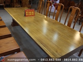 Bộ bàn ăn nguyên khối dài 3m03 với 10 ghế thọ gõ gõ đỏ cao cấp 16 bàn ăn nguyên khối vip