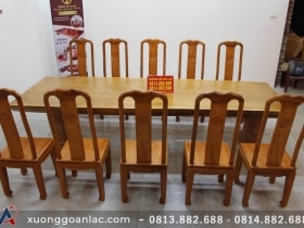 Bộ bàn ăn nguyên khối dài 3m03 với 10 ghế thọ gõ gõ đỏ cao cấp 17 bộ bàn ăn 10 ghế