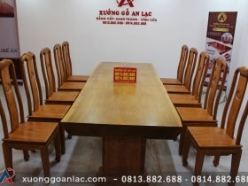 Bộ bàn ăn nguyên khối dài 3m03 với 10 ghế thọ gõ gõ đỏ cao cấp 11 bộ bàn ăn nguyên khối gỗ gõ đỏ
