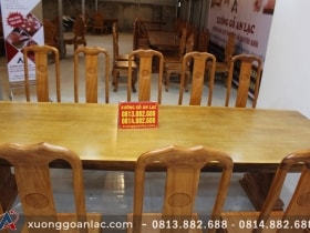 Bộ bàn ăn nguyên khối dài 3m03 với 10 ghế thọ gõ gõ đỏ cao cấp 19 bộ bàn ăn 10 ghế