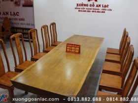 Bộ bàn ăn nguyên khối dài 3m03 với 10 ghế thọ gõ gõ đỏ cao cấp 12 bộ bàn ăn nguyên khối gỗ gõ đỏ
