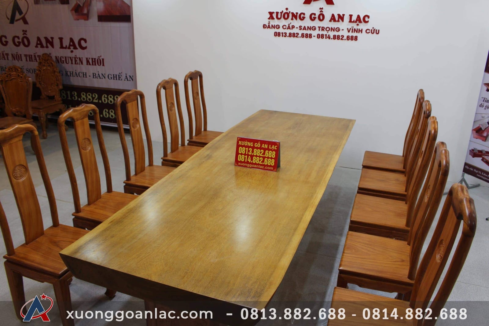 Bộ bàn ăn nguyên khối dài 3m03 với 10 ghế thọ gõ gõ đỏ cao cấp 3 bộ bàn ăn nguyên khối gỗ gõ đỏ