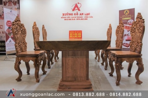 Mua đồ gỗ nội thất qua mạng có phải là liều lĩnh? 6 Bàn phe nguyên khối ghế louis hoang gia đục tựa cong