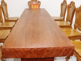 Bộ bàn ăn nguyên khối 10 ghế hoa lá tây gỗ hương đá cao cấp 23 Bo huong da 10 ghe hoang gia vip tua cong 15 scaled