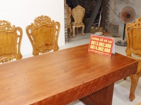 Bộ bàn ăn nguyên khối 10 ghế hoa lá tây gỗ hương đá cao cấp 26 Bộ hương đá 10 ghế hoàng gia vip tựa cong (13)
