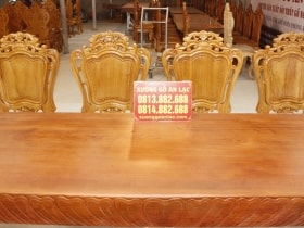 Bộ bàn ăn nguyên khối 10 ghế hoa lá tây gỗ hương đá cao cấp 28 bộ bàn ghế ăn gỗ hương đá