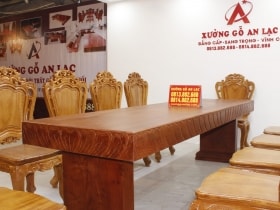 Bộ bàn ăn nguyên khối 10 ghế hoa lá tây gỗ hương đá cao cấp 19 Bàn ăn nguyên khối gỗ hương đá