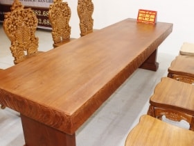 Bộ bàn ăn nguyên khối hương đá đục sen dẹo siêu đẹp với 8 ghế louis hoàng gia vip tựa cong 29 bộ bàn nguyên khối hương đá đục tay