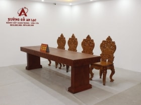 Bộ bàn ăn nguyên khối hương đá đục sen dẹo siêu đẹp với 8 ghế louis hoàng gia vip tựa cong 34 Bo huong da trai tim vs ghe louis hoang gia tua cong 36 scaled