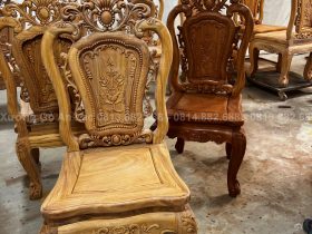 Ghế ăn hồng hạc gỗ gõ đỏ đục 2 mặt thủ công - giá rẻ 33 Ghế ăn hồng hạt đục 2 mặt gỗ gõ đỏ khung tranh 4cm ván 2cm