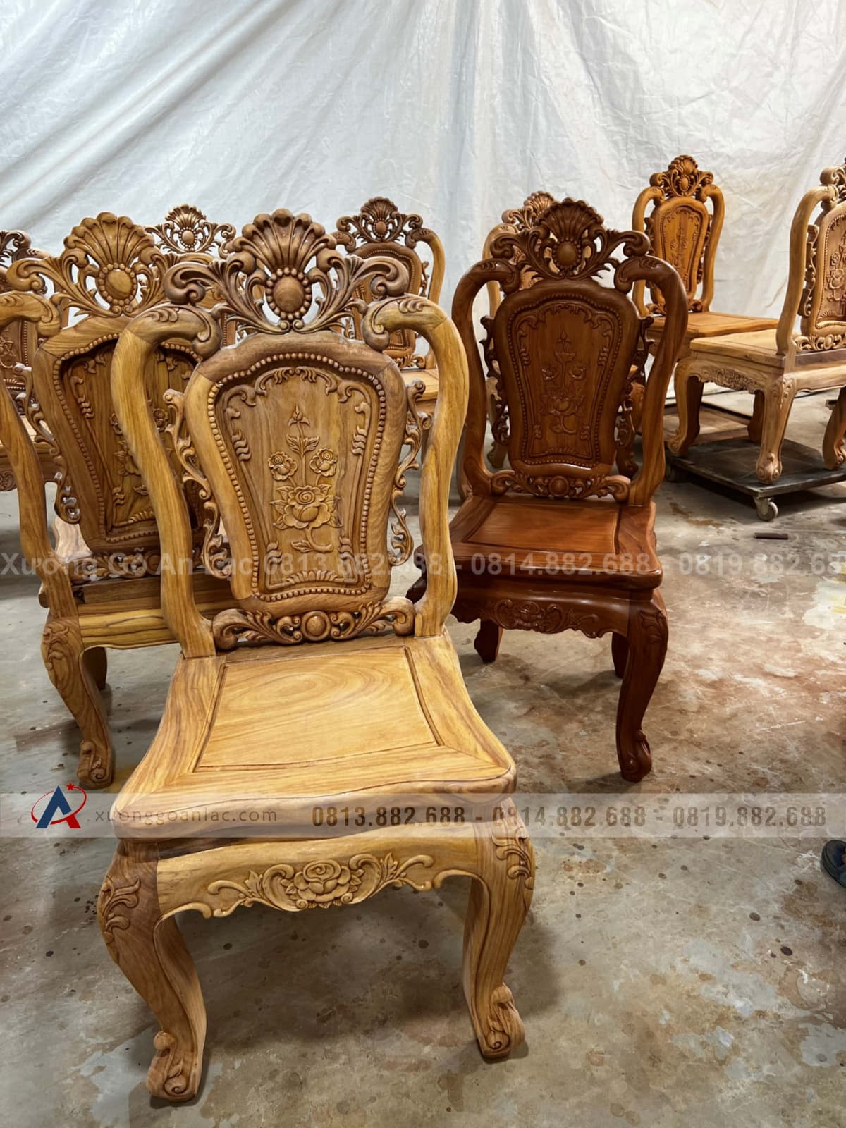 Ghế ăn hồng hạc gỗ gõ đỏ đục 2 mặt thủ công - giá rẻ 17 Ghế ăn hồng hạt đục 2 mặt gỗ gõ đỏ khung tranh 4cm ván 2cm