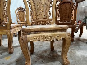 Ghế ăn hồng hạc gỗ gõ đỏ đục 2 mặt thủ công - giá rẻ 29 yếm đục đẹp