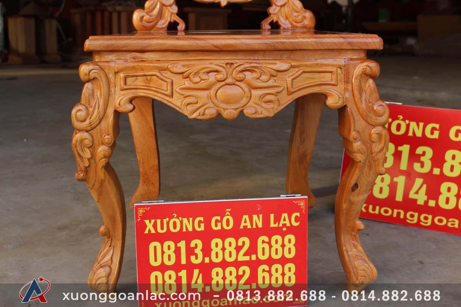 Ghế hoàng gia tựa liền hoa lá tây đục một mặt gỗ gõ đỏ 17 ghế ăn Hoàng gia