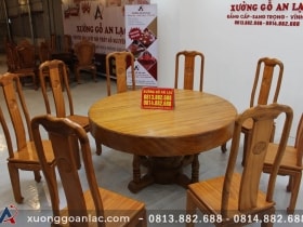 Bộ bàn tròn nguyên khối gỗ gõ đỏ 8 ghế triện chữ thọ tròn (Chị Ngọc Lan, Cao Bằng) 8 IMG 6005 scaled