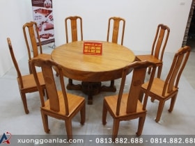 Bộ bàn tròn nguyên khối gỗ gõ đỏ 8 ghế triện chữ thọ tròn (Chị Ngọc Lan, Cao Bằng) 9 IMG 6007 scaled
