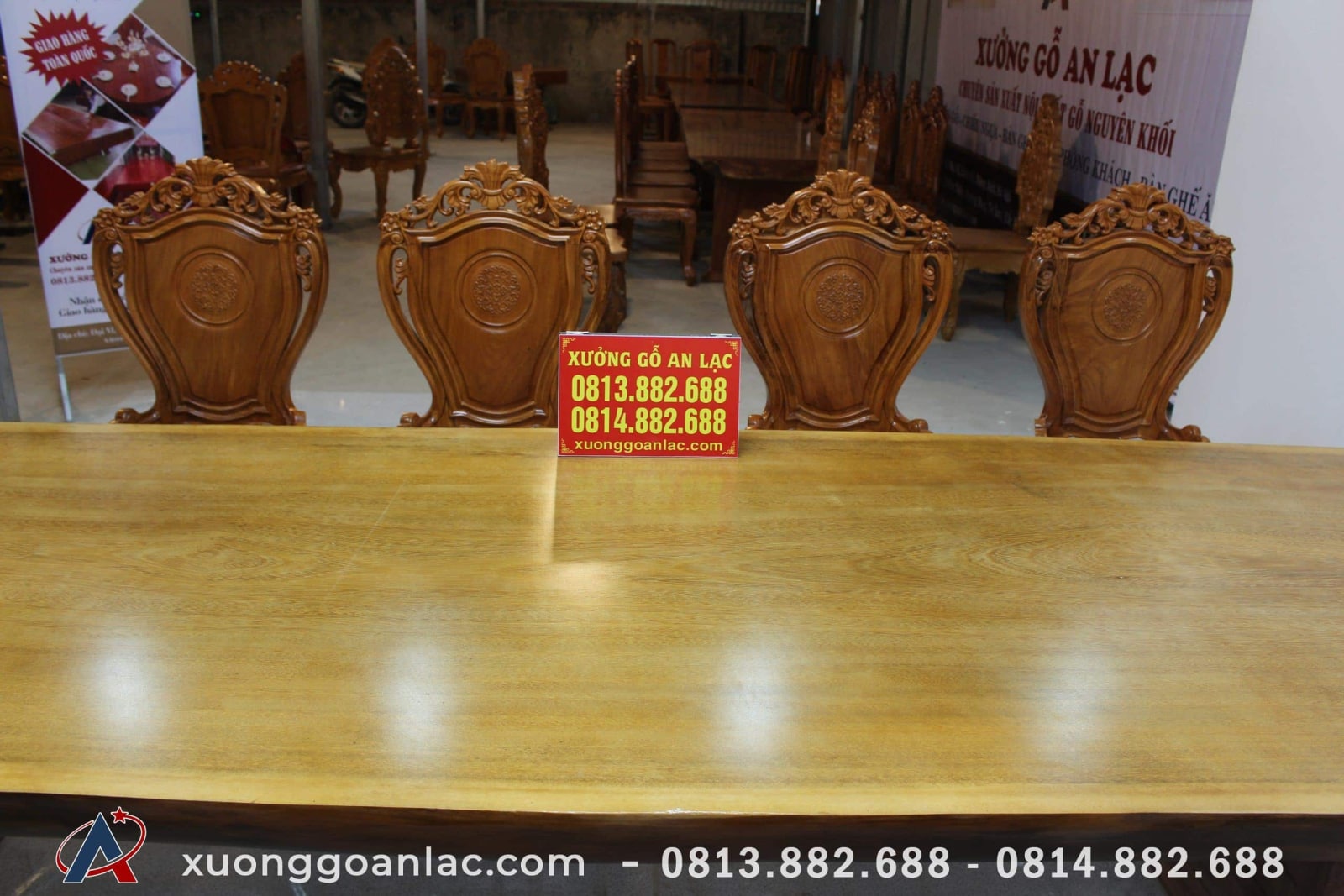 Bộ bàn ăn nguyên khối 303x103x12cm 8 ghế louis hoa lá tây có tay gỗ gõ đỏ siêu khủng 13 bàn ăn nguyên khối gỗ gõ đỏ tự nhiên