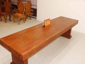Bàn nguyên khối gỗ hương đá 2m86x83cmx15cm siêu vip 26 mặt bàn nguyên khối gỗ hương