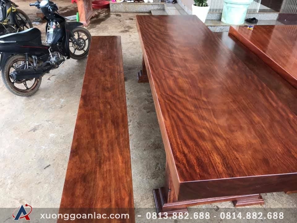 Bộ bàn ghế K3 gỗ cẩm hồng liền khối 280x90x16cm (Chị Thắm, Long An) 8 Bộ bàn ghế K3 gỗ cẩm hồng liền khối