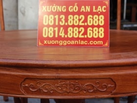 Bộ bàn ăn tròn khuôn tranh hương đá vs 8 ghế chữ thọ cực vip 18 Bộ bàn