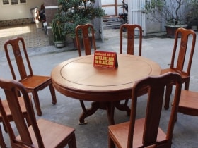 Bộ bàn ăn tròn khuôn tranh hương đá vs 8 ghế chữ thọ cực vip 13 Bộ bàn ghế
