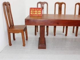 Bàn gỗ nguyên khối hương đá 3m với 10 ghế chữ thọ 15 bàn nguyên khối 290x83x15 vs 10 ghế chữ thọ hương
