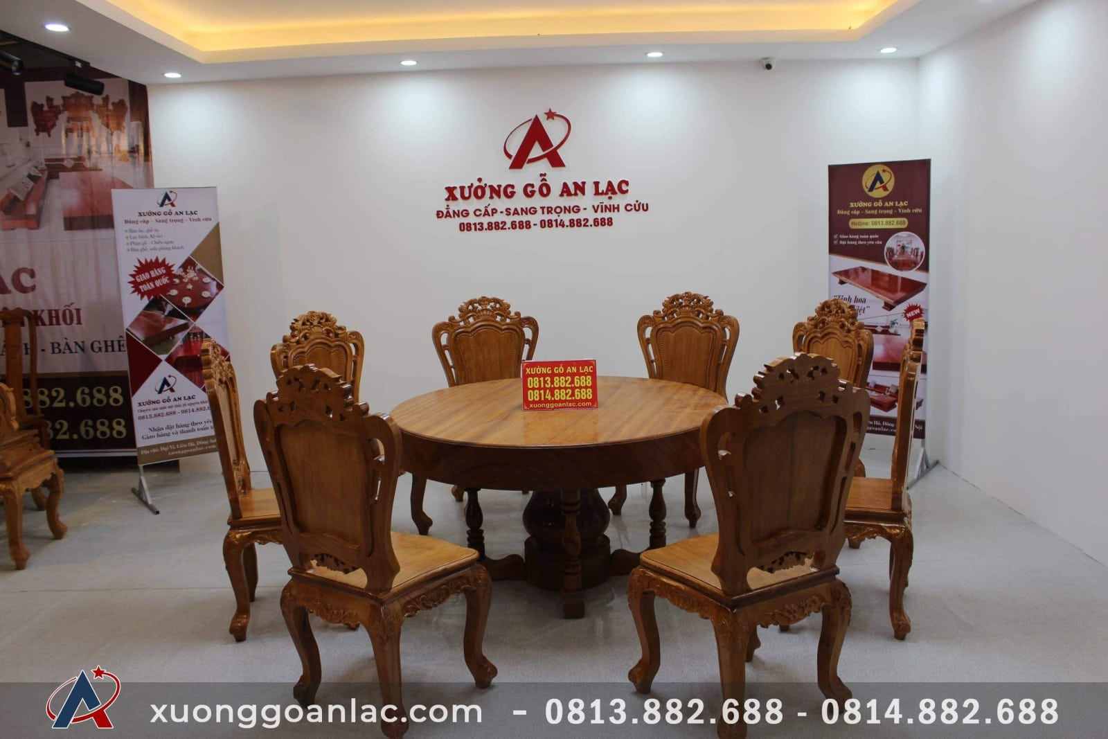 Bộ bàn tròn nguyên khối 8 ghế gỗ gõ đỏ louis hoàng gia vip 1 bộ bàn ăn nguyên khối gỗ gõ đỏ louis hoàng gia vip
