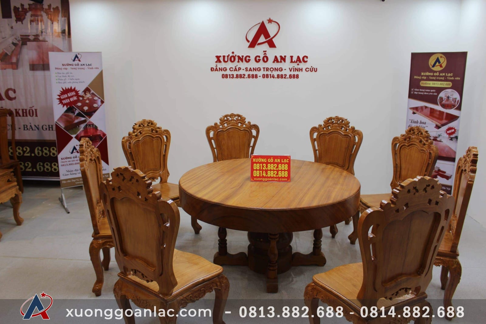 Bộ bàn tròn nguyên khối 8 ghế gỗ gõ đỏ louis hoàng gia vip 3 Bộ bàn tròn nguyên khối 8 ghế gỗ gõ đỏ louis hoàng gia vip - Ảnh 3