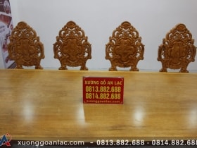 Siêu phẩm bàn ăn nguyên khối 303x103x12cm với 8 ghế hoàng gia vip tựa cong gỗ gõ đỏ 17 bộ bàn ăn hoàng gia