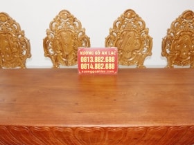Bộ bàn nguyên khối 8 ghế hoàng gia vip đục tựa cong gỗ hương đá siêu vân cực đỉnh 14 bàn ăn gỗ vip