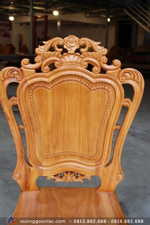 Bộ bàn ăn nguyên khối gỗ gõ đỏ 301x90x15cm 12 ghế louis (Chị Ngân, Hà Nội) 5 ghế ăn hoa lá tây gỗ gõ đỏ