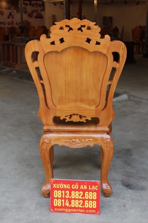 Bộ bàn ăn nguyên khối gỗ gõ đỏ 301x90x15cm 12 ghế louis (Chị Ngân, Hà Nội) 10 mặt lưng ghế louis