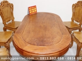 Bộ bàn ăn bầu dục khuôn tranh 1m93 gỗ hương đá với 6 ghế hoa lá tây 21 Ban an bau duc khuon tranh huong da vs 6 ghe hoa la tay 27 scaled