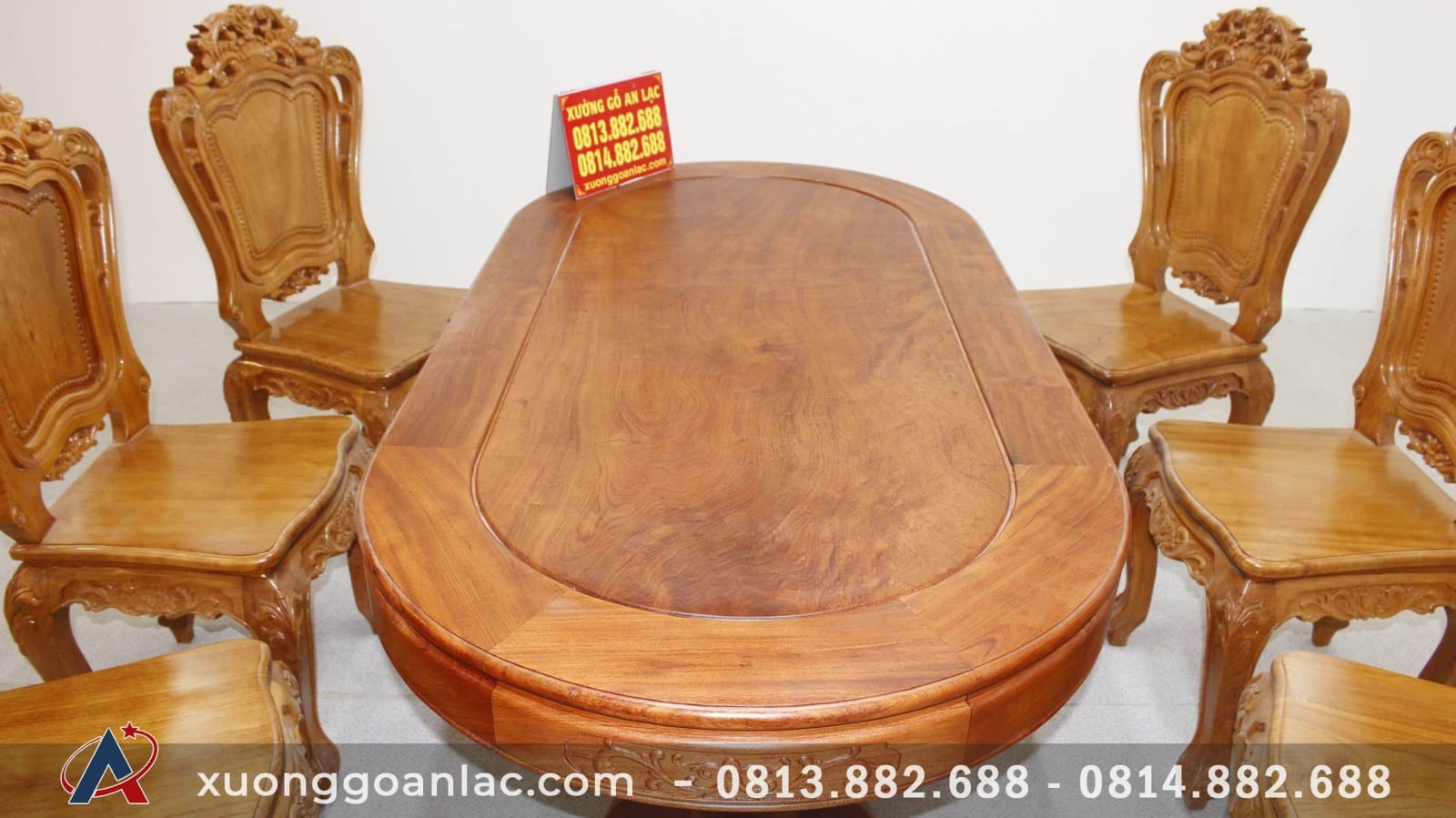 Bộ bàn ăn bầu dục khuôn tranh 1m93 gỗ hương đá với 6 ghế hoa lá tây 9 Bộ bàn ăn bầu dục khuôn tranh 1m93 gỗ hương đá với 6 ghế hoa lá tây - Ảnh 9