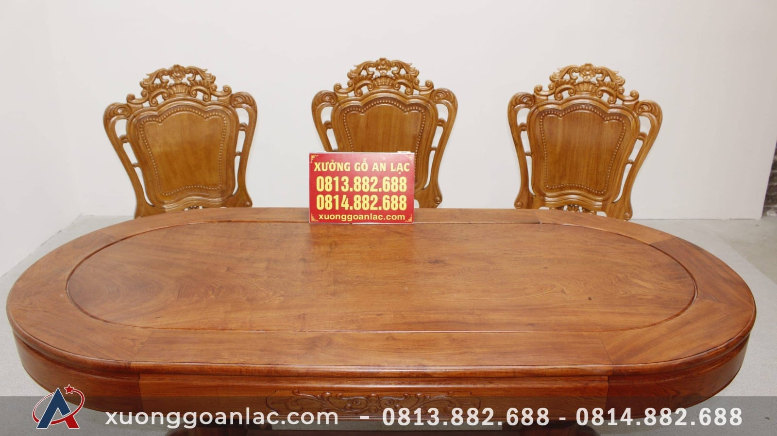 Bộ bàn ăn bầu dục khuôn tranh 1m93 gỗ hương đá với 6 ghế hoa lá tây 10 Bàn ăn gỗ hương đá bầu dục khuôn tranh