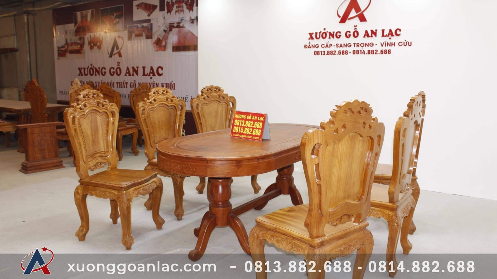 Bộ bàn ăn bầu dục khuôn tranh 1m93 gỗ hương đá với 6 ghế hoa lá tây 27 Bàn ăn bầu dục gỗ hương đá