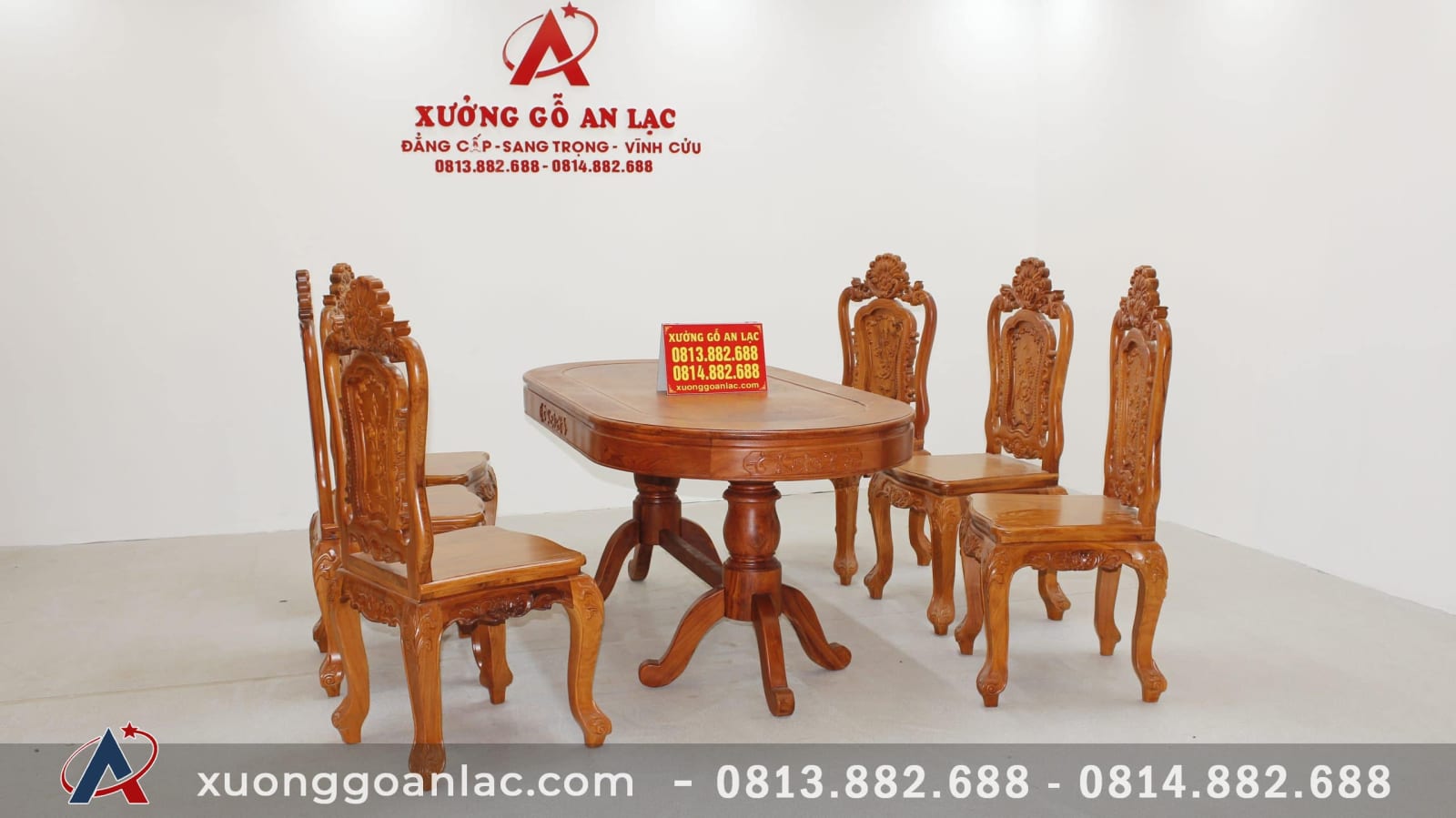 Bộ bàn ăn bầu dục 6 ghế hồng hạc đục tay gỗ hương đá (Anh Tấn, Điện Biên) 4 Bộ bàn ăn bầu dục 6 ghế hồng hạc đục tay gỗ hương đá (Anh Tấn, Điện Biên) - Ảnh 4
