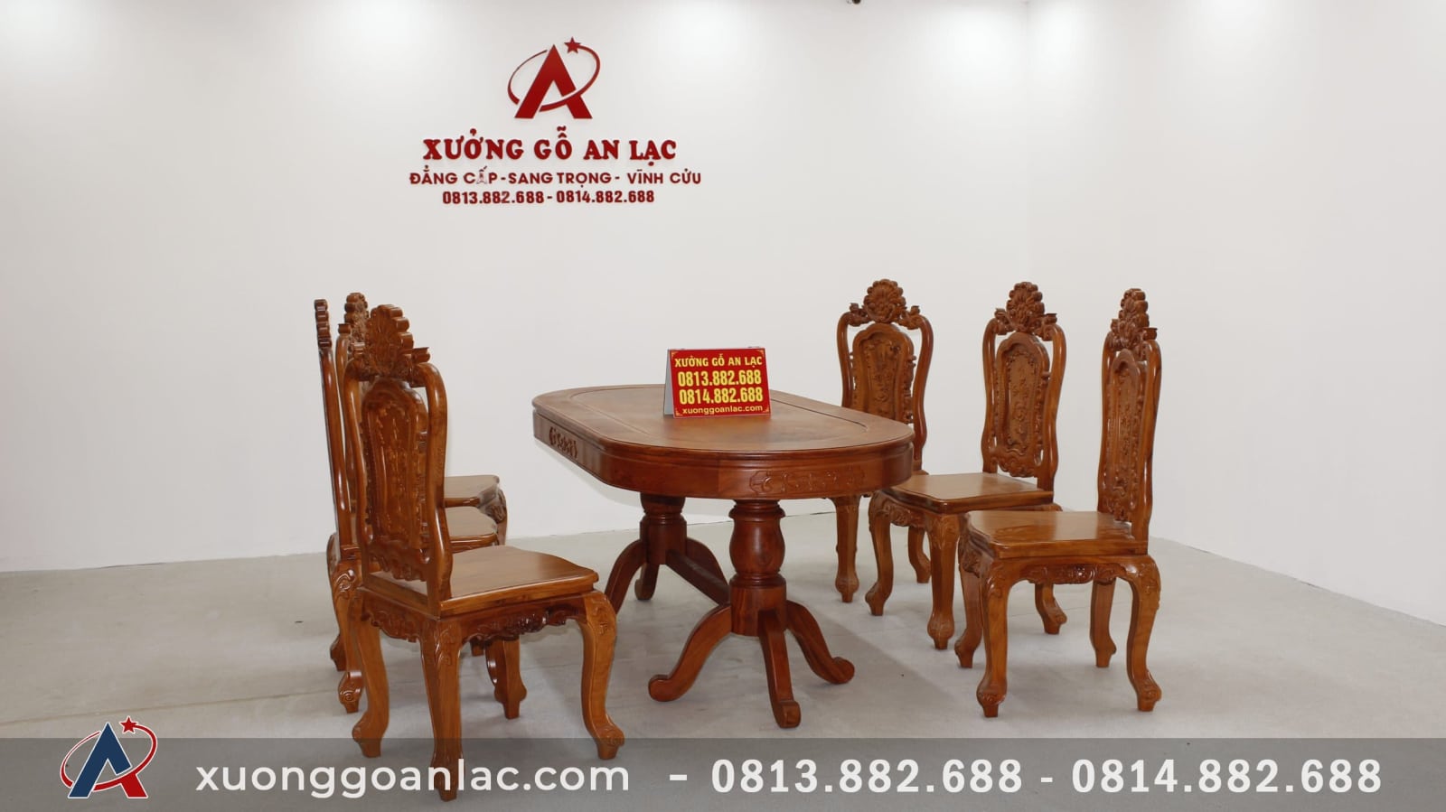 Bộ bàn ăn bầu dục 6 ghế hồng hạc đục tay gỗ hương đá (Anh Tấn, Điện Biên) 2 Bộ bàn ăn bầu dục 6 ghế hồng hạc đục tay gỗ hương đá (Anh Tấn, Điện Biên) - Ảnh 2