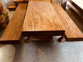 Bàn ghế gỗ nguyên khối 48 Bàn ghế K3 cẩm hồng siêu đẹp 315x98x15,5 giá 70tr (2)