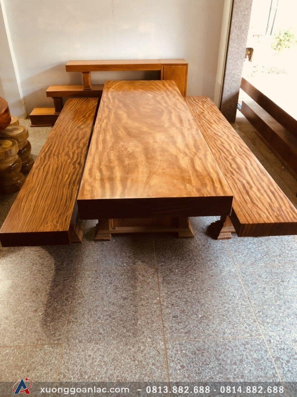 Bộ bàn ghế K3 nguyên khối gỗ cẩm hồng vân cực đỉnh (Anh Tiến, Phú Thọ) 10 Bàn ghế K3 cẩm hồng siêu đẹp
