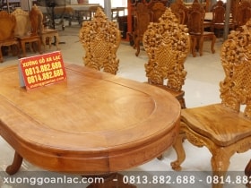 Bộ bàn ăn khuôn tranh bầu dục 6 ghế louis tựa cong gỗ hương đá cao cấp (Anh Tuấn, Hưng Yên) 20 Bo ban an huong da louis hoang gia tua cong 17 scaled