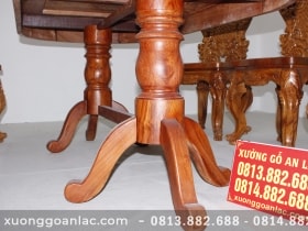Bộ bàn ăn khuôn tranh bầu dục 6 ghế louis tựa cong gỗ hương đá cao cấp (Anh Tuấn, Hưng Yên) 19 bàn ăn chân trụ đôi