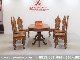 bộ bàn ăn hương đá hoàng gia tựa cong